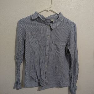 Forever 21 Blue and White Striped Casual Button-Down Shirt